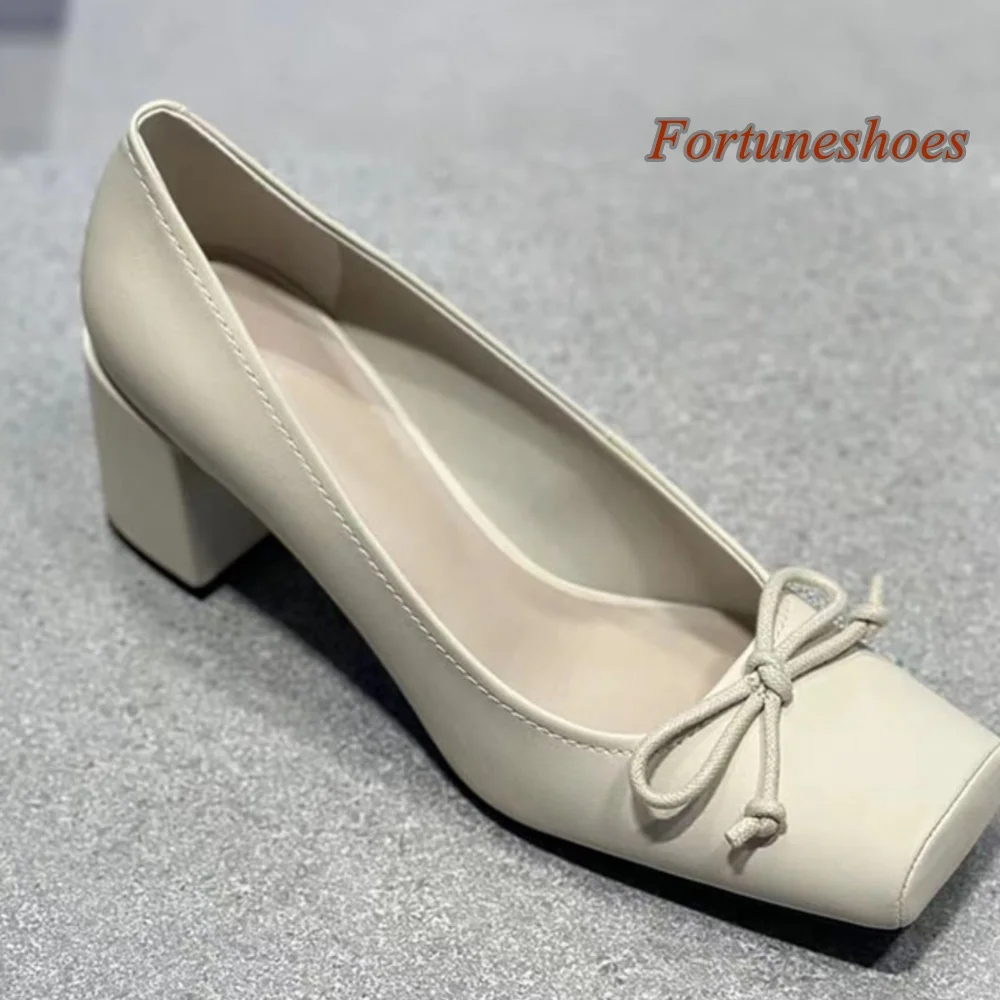 

Square Toe Butterfly Shoes Slip On Shallow Solid Chunky Heel Women Shoes Fashion Casual Autumn/spring 2024 New Arrivals Pumps