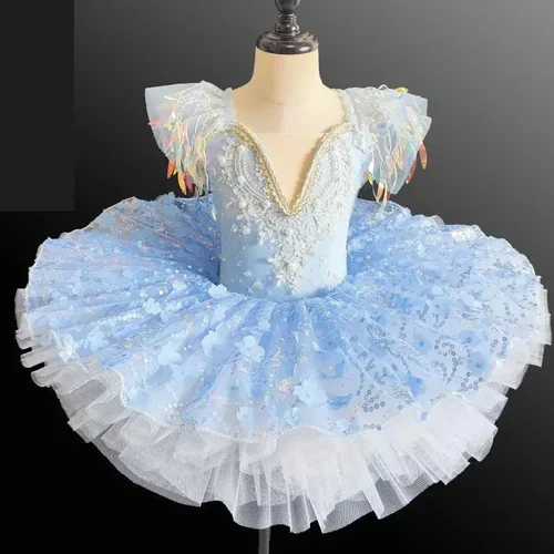 Imagen 2 del producto Vestido de ballet profesional para niños, vestido de baile moderno con borla de lentejuelas, gimnasia, Princesa de cumpleaños