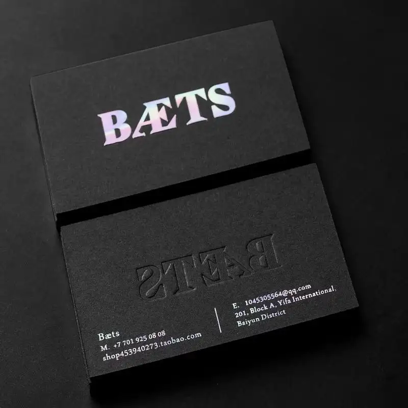 200Pcs Luxury Custom Cotton Paper Business Cards Gold Silver Foil Hot Stamping UV Printing Personalized Logo Name Cards