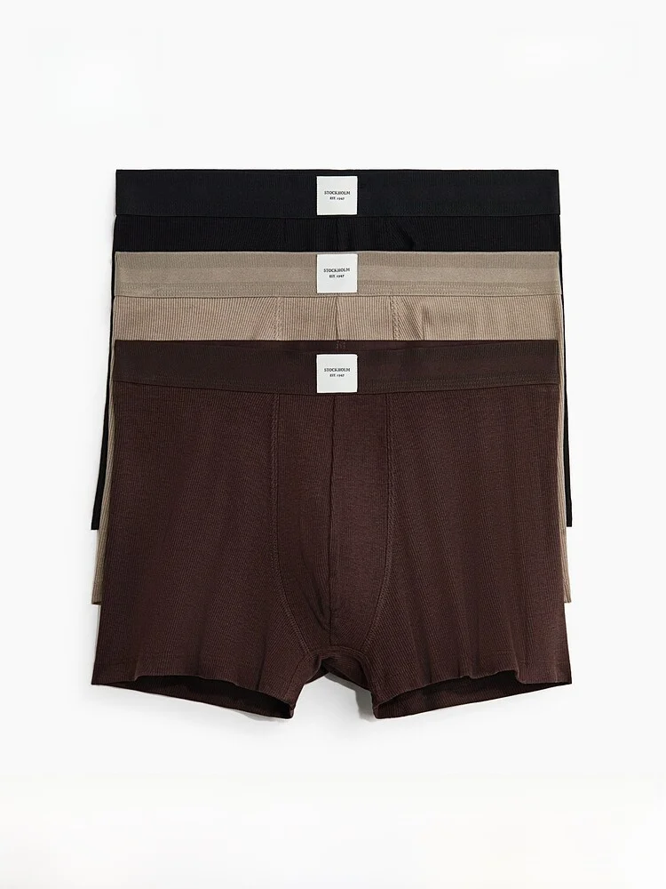 

H&M Men's Summer New Style 3-Pack Flat-Bottomed Boxer Briefs Mid-Waist Cotton Blend Comfortable Breathable Underwear