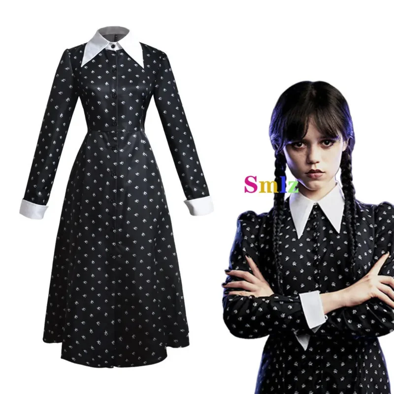 ชุดกอธิคสีดำวินเทจสำหรับเด็กผู้หญิงเครื่องแต่งกายอะนิเมะคอสเพลย์ชุดปาร์ตี้ฮาโลวีน