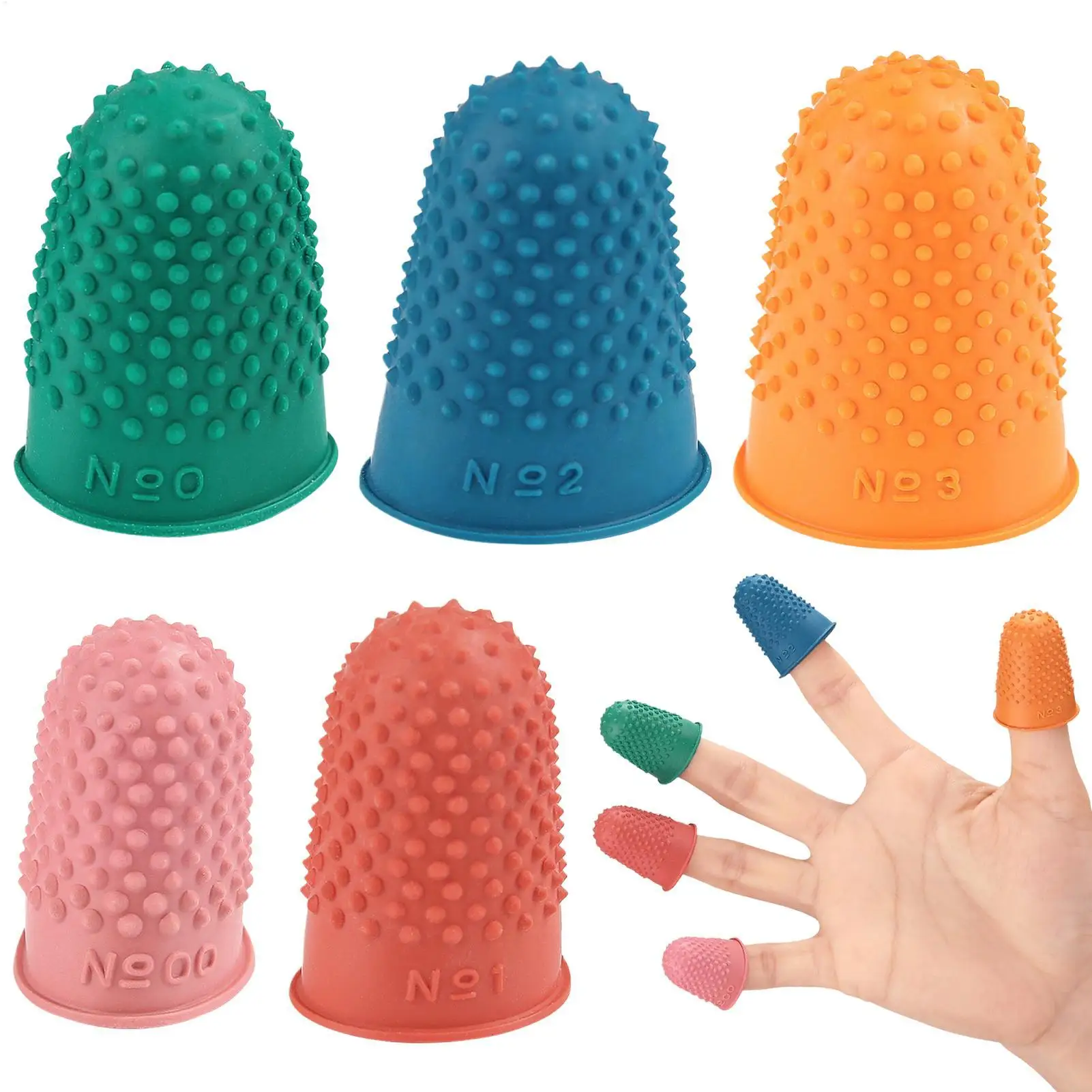 

Rubber Fingers Reusable Non-Slip Pads 5-Piece Finger Paper Gripper Tips Cover For Paperwork Cutting Counting Sewing Crafts