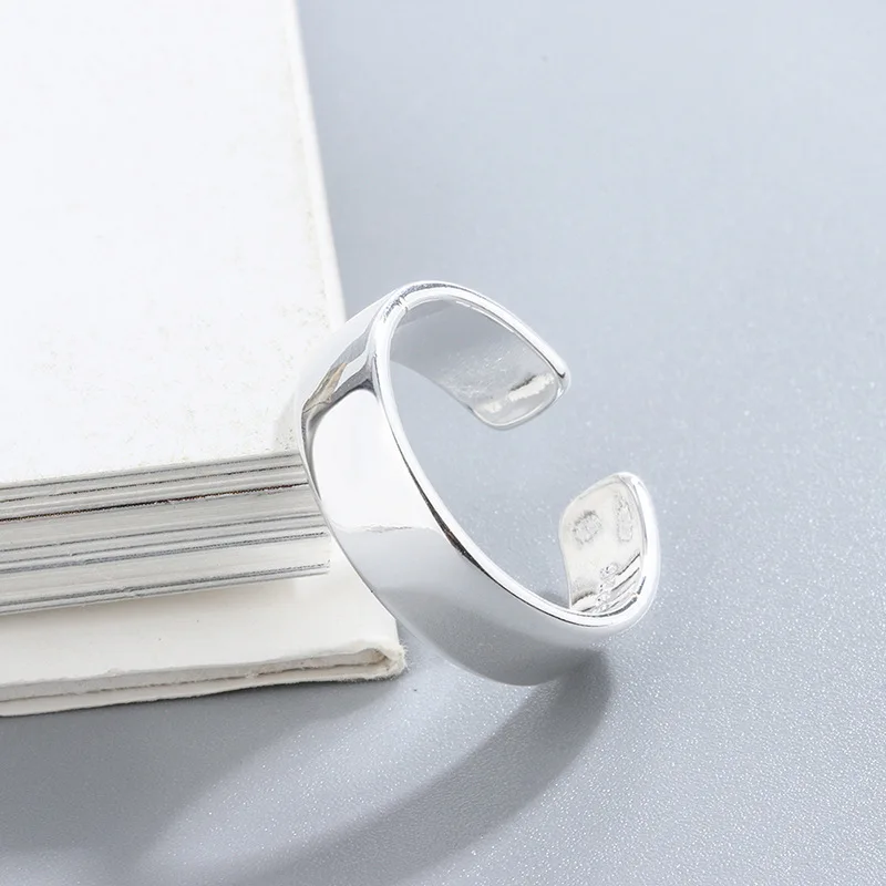 Unisex 925 Sterling Silver Smooth Round Opening Ring