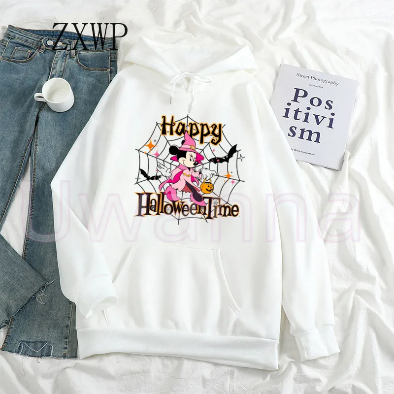 Mickey Mouse Hoodies Women Happy Halloween Minnie Festival Hoody Printed Unisex Hoodie Sweatshirts Long Sleeve Tops Clothing