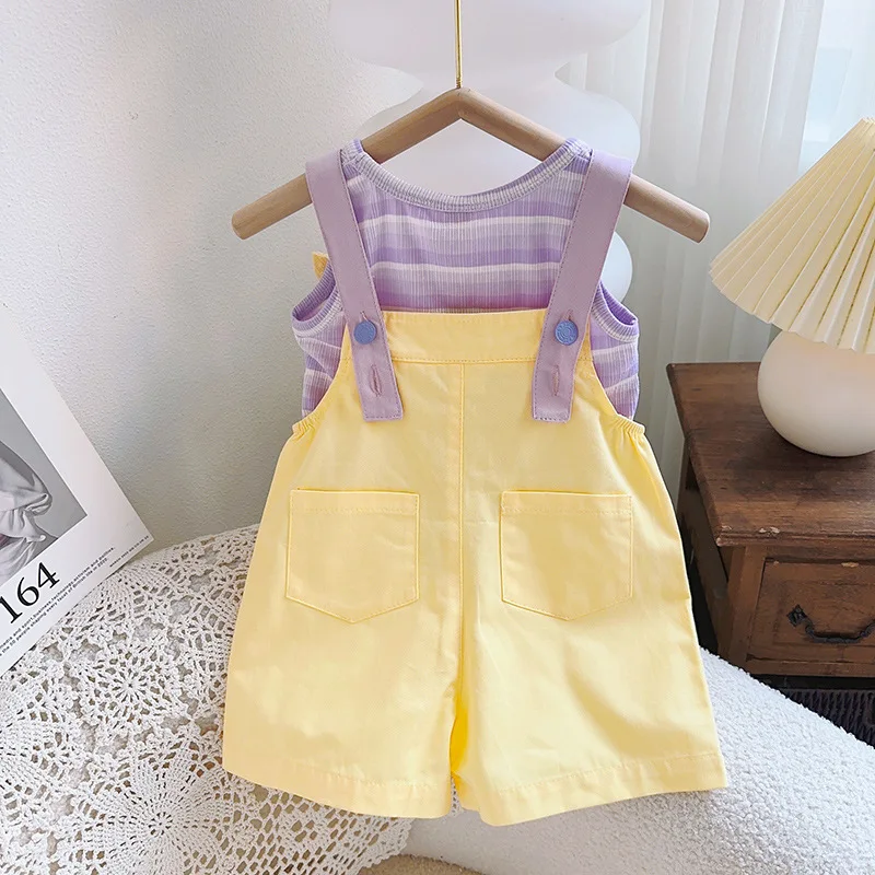 Girls Clothes Set Summer Sleeveless T-shirt+Shorts Fashion Korean Cute Children Clothing Suits Toddler Girl Outfits Set 2-7Y