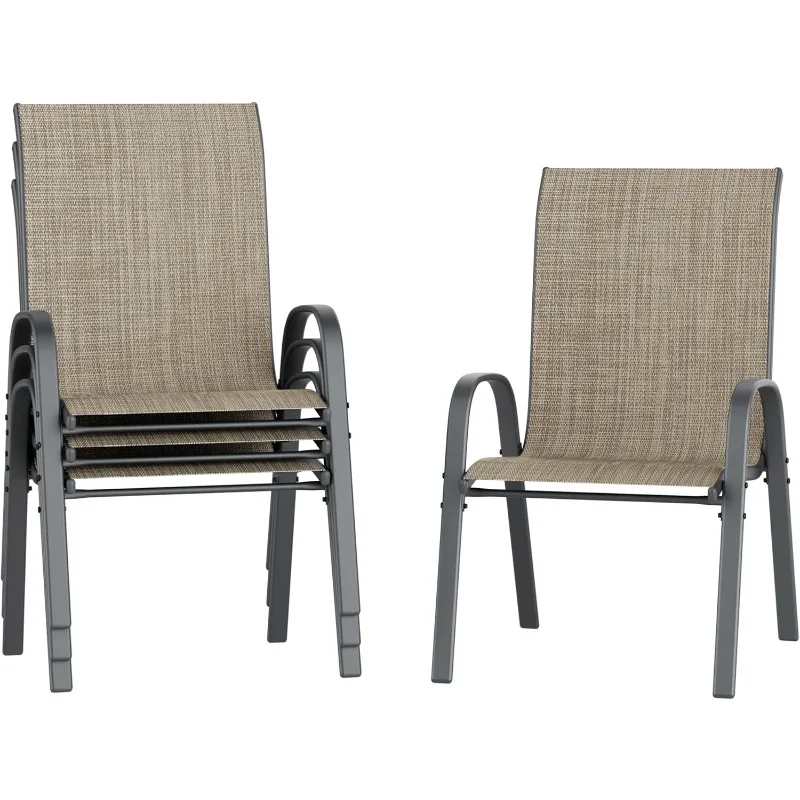 

Patio Dining Chairs Set of 4, Upgraded Stackable Outdoor Chairs with Wider Seat, All Weather Breathable Outdoor Furnitu