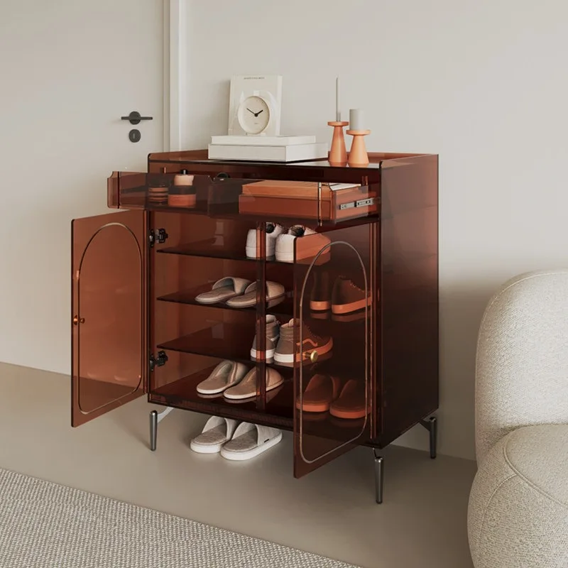 

HYS Light Luxury Shoe Cabinet Italian Minimalist Modern Simple Home Entry Entrance Cabinet Acrylic Living Room Decoration