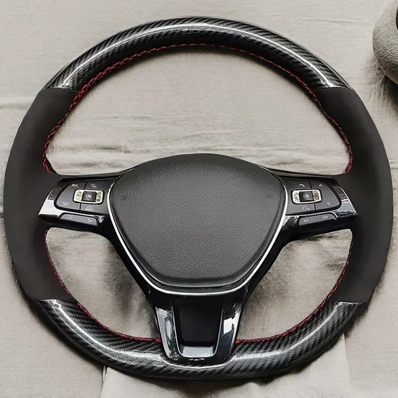 

DIY черная натуральная кожа из углеродного волокна автомобильные аксессуары чехол на руль для Volkswagen Golf 7 Mk7 Passat B8