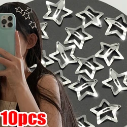 10Pcs Y2K Cute Star Barrettes Silver Star BB Hairclips for Girls Women Simple Metal Snap Clip Headdress Hair Jewelry Accessories