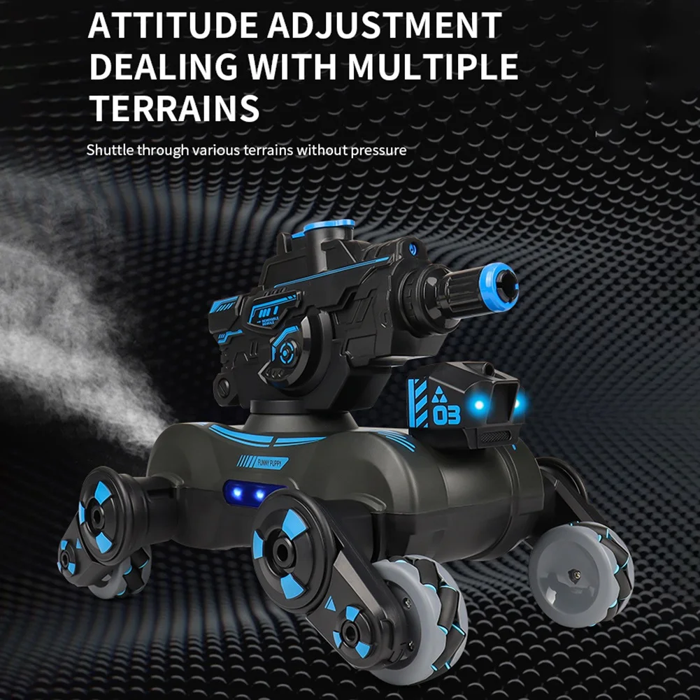 YSUN-RC Samochód Robot Pies Zabawka Wodna Z Funkcją Strzelania, Muzyki, Światła, Sterowania Pilotem, Wykrywania Gestów, 2.4G, Obrotowy 360°, Strzelający