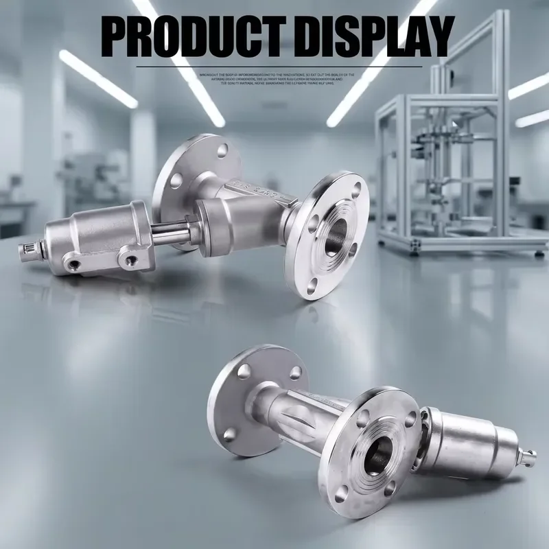 304 Stainless Steel Pneumatic Angle Seat Valve 1 1/4 Inch Flanged 2 Way Double Acting Air Control Valve for Industrial Fluid