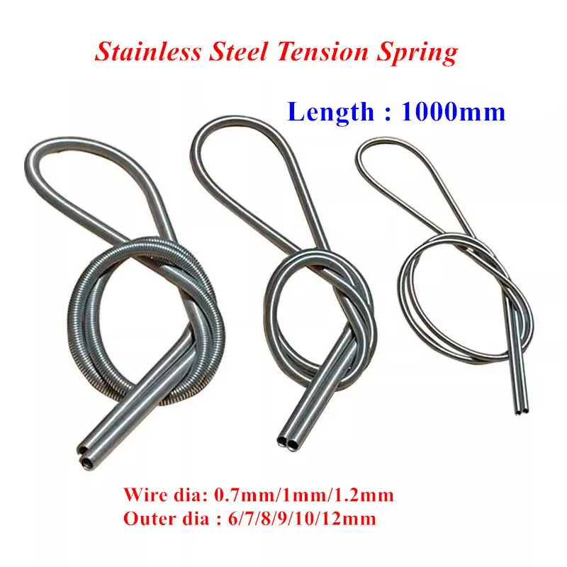 1pc 0.2mm 0.3mm 0.4mm 0.5mm 0.6mm 0.8mm Stainless Steel Super Long Tension Spring Extension Spring Wire Diameter Length 1000mm