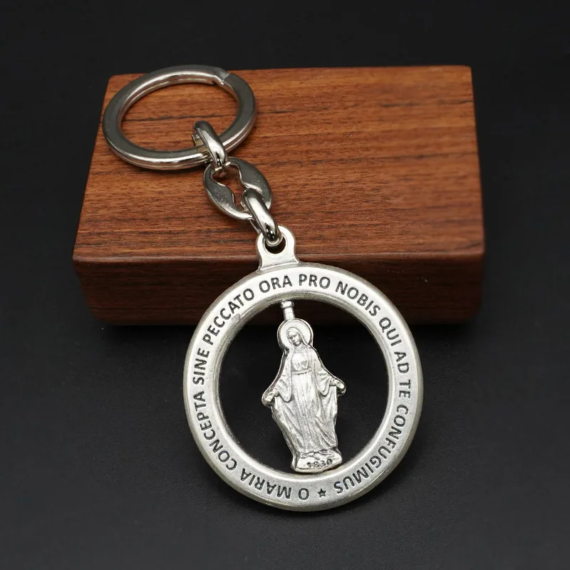 Silver-Tone Sturdy Metal Saint Keychain Great Catholic Gift for Confirmation and Travel