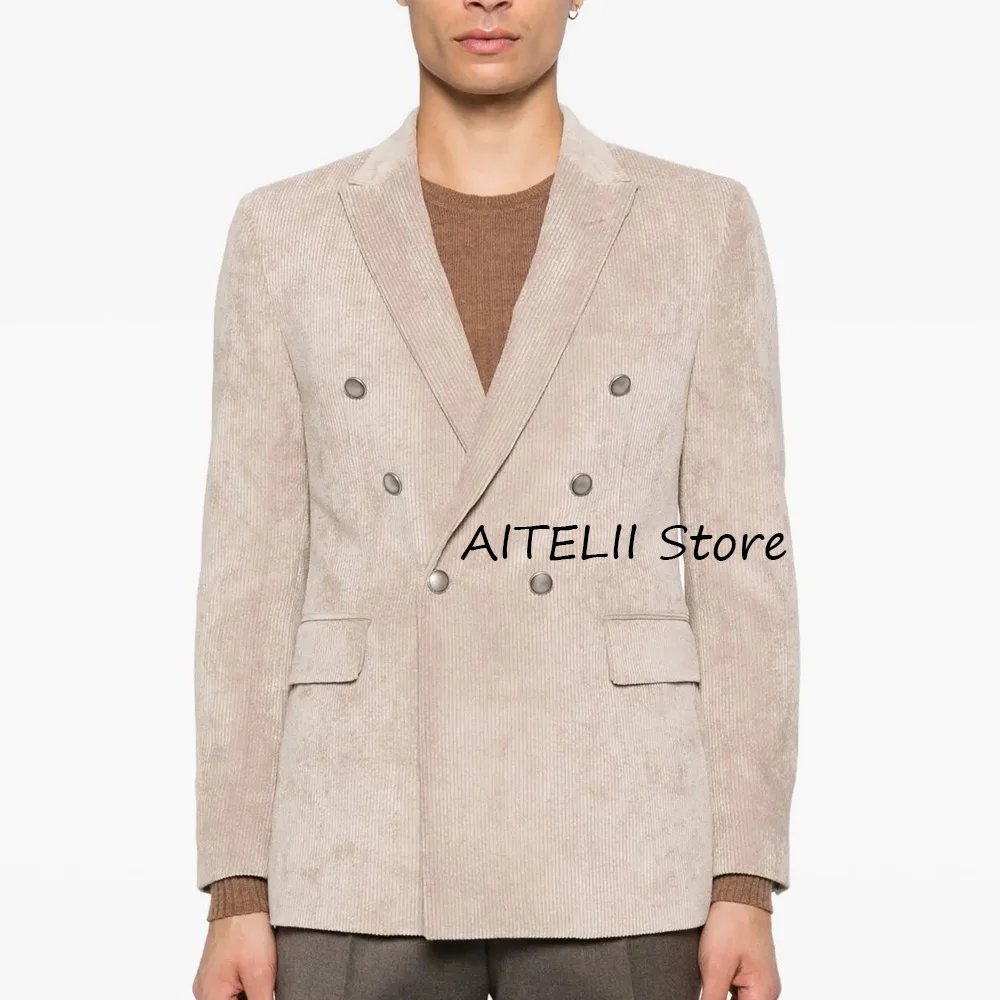 

Мужские повседневные куртки с остроконечными лацканами, двубортный классический мужской костюм, формальный вельветовый костюм с клапанами и карманами, модные костюмы, блейзер, одежда