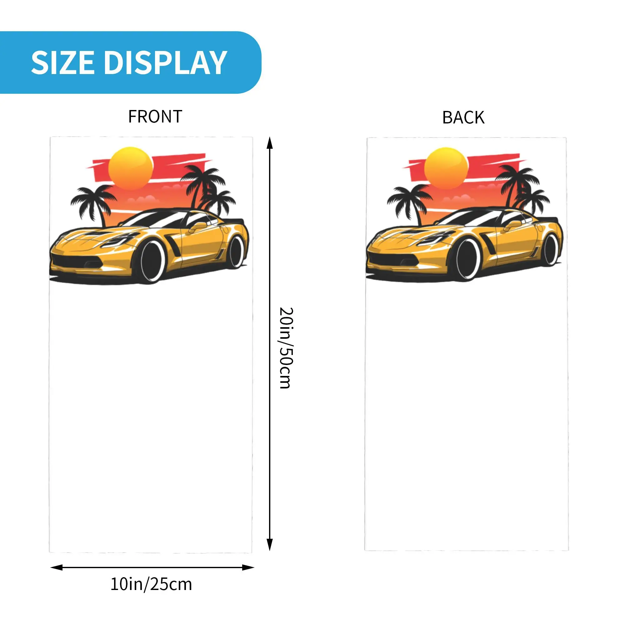 Gelb Corvette Z06 Sunset Palms Bandana Halsbedeckung Bedruckter magischer Schal Mehrzweck-Fahrradschal Radfahren für Männer Frauen Erwachsene