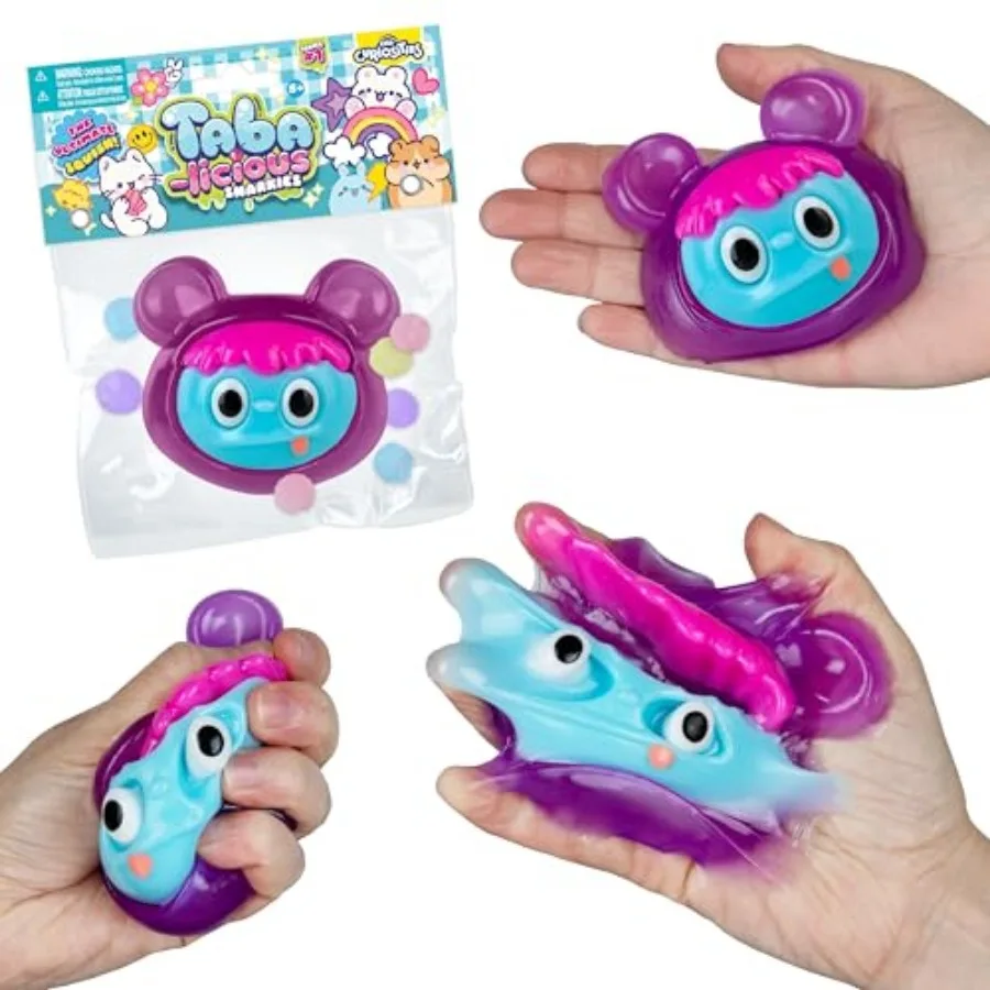 

ORB Tabalicious Cuties TABA Squishy Bear Cutie Toy - Fun Halloween TABA Squishy Toys - Cute Soft, Sticky Pink Haired Bear Anima