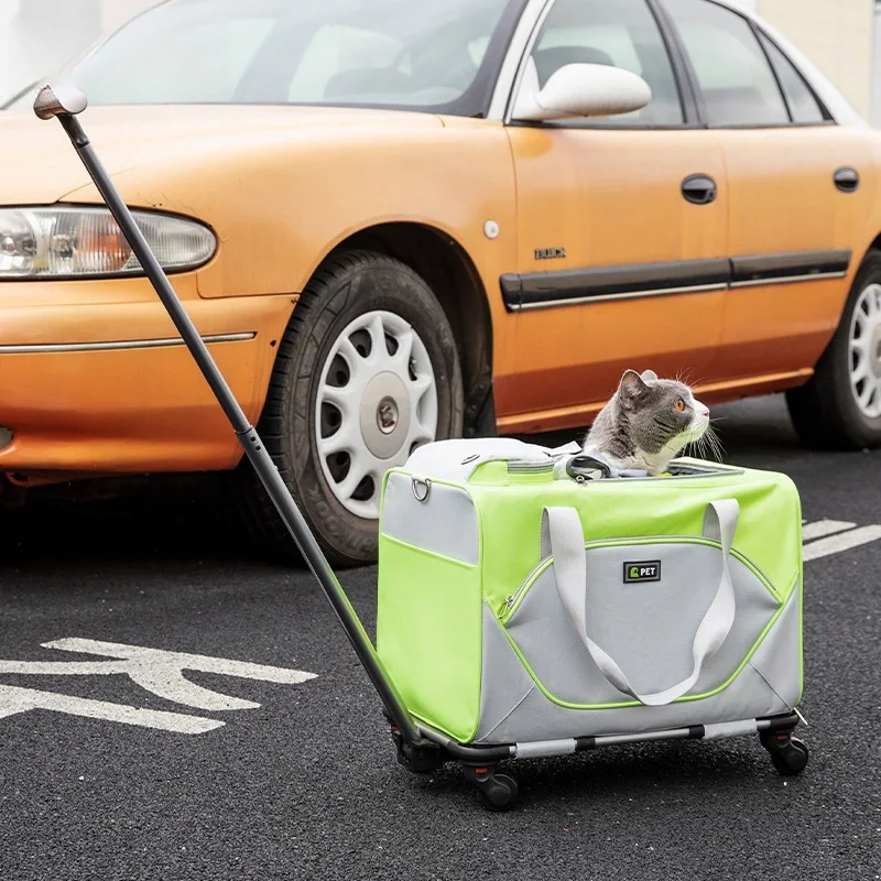 New Trolley Breathable Pet Bag Color-Block Large Capacity Cat Bag Scratch Resistant Wearable Dog Bag Portable Travel