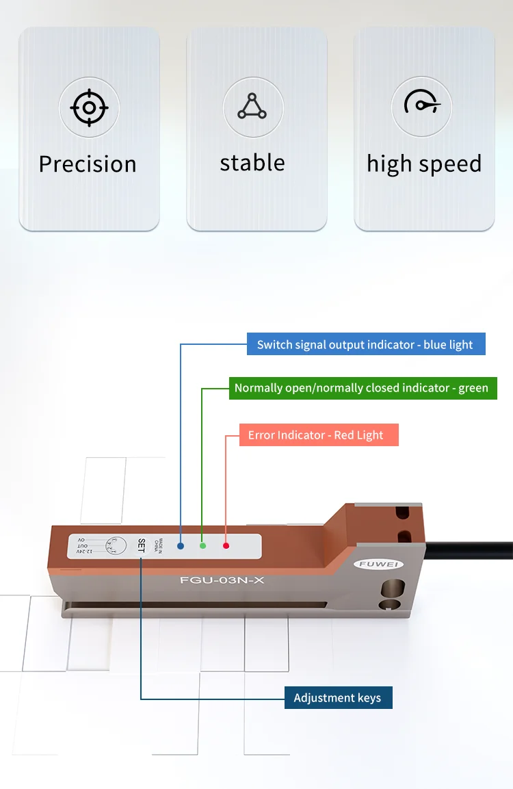 FUWEI FGU-03N-X Photoelektrischer Etikettensensor Kartenschlitz-Typ 3mm Erkennung für Nicht-Transparente Papieretiketten Etikettiermaschine Automatik – Detail 2