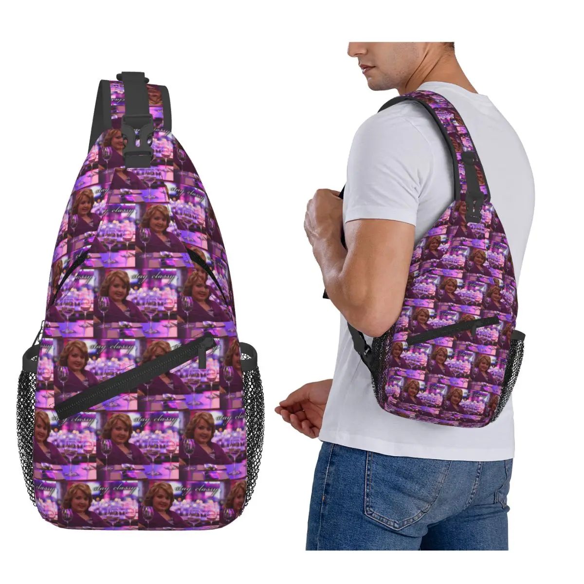 

Girl Gibby At The Bar Stay Chest Bag Men Sling Crossbody Backpack Chest Bag Traveling Hiking Daypack Shoulder Bag