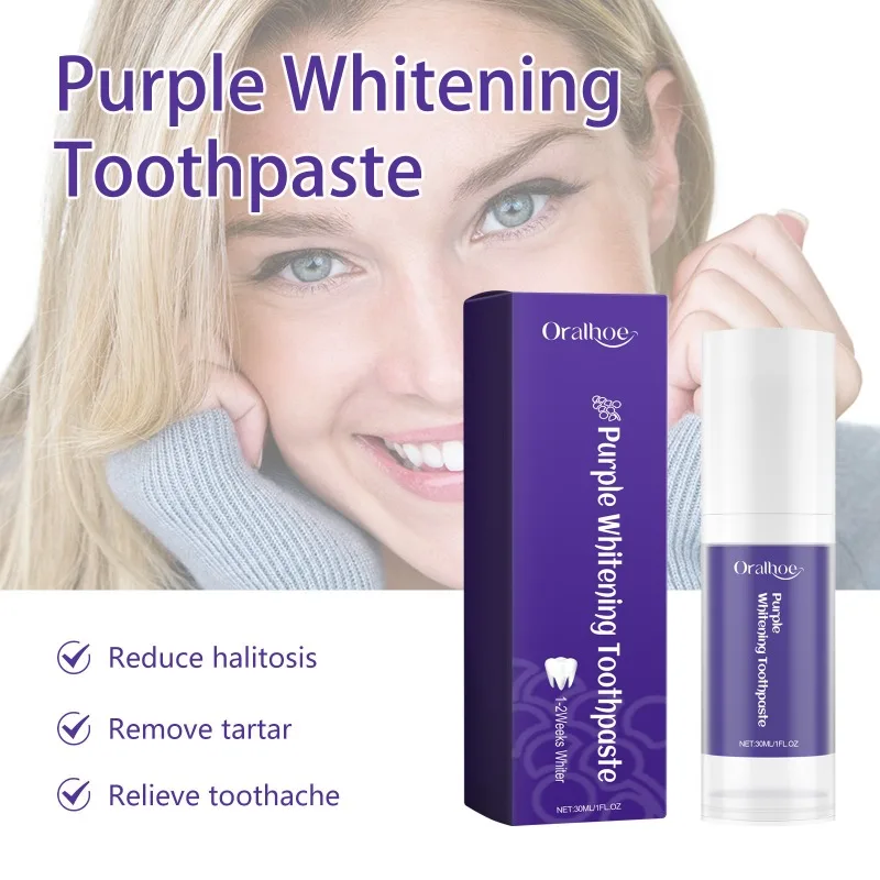 Dentifrice blanchissant violet pour les dents, élimine la fumée de café, haleine fraîche SAF, soins d'hygiène buccale, livraison rapide et gratuite