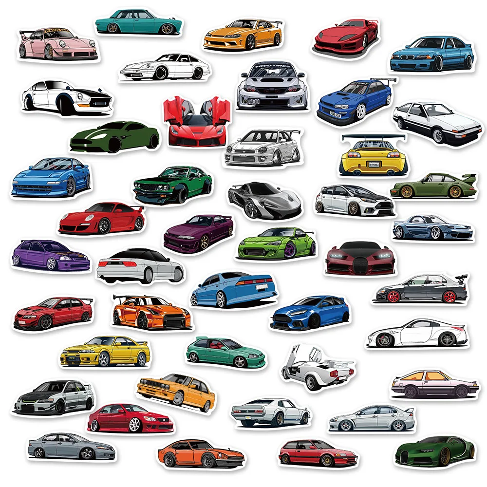 200/50pcs JDM Retrofit Racing Cars Stickers Fashion Funny Cool Decals For Laptop Luggage Guitar Skateboard Phone Bike Sticker