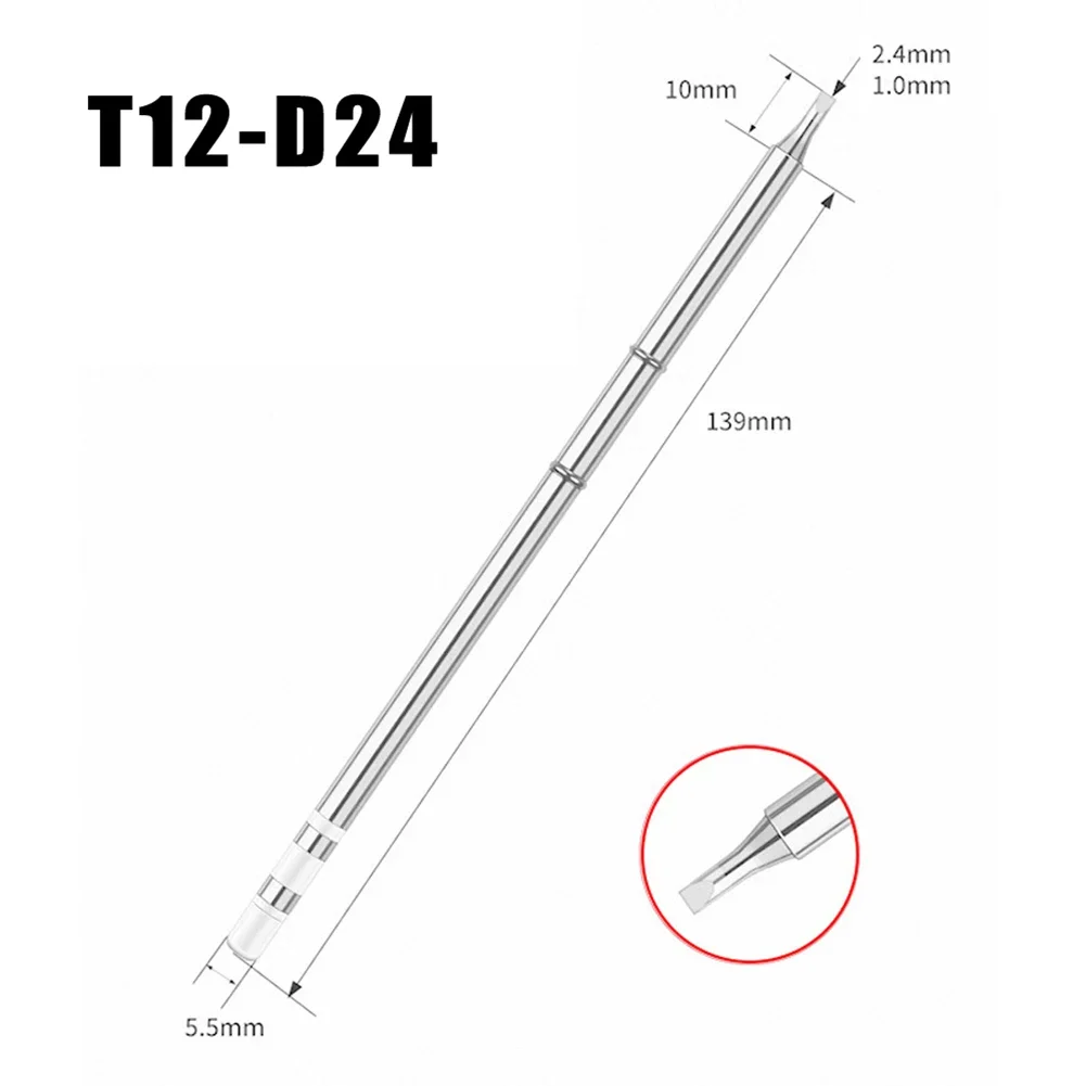 Environment-friendly Hand Tool Replacement Accessories Soldering Iron Tip D Series Metal Material Sliver Color
