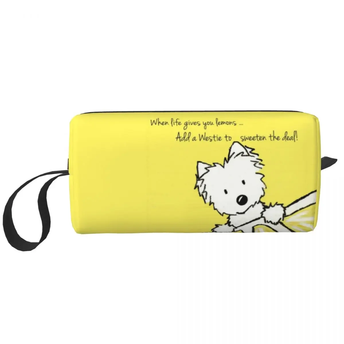 Life Lemons Westie Dog Cosmetic Bag Kawaii Large Capacity West Highland White Terrier Makeup Case Beauty Storage Toiletry Bags