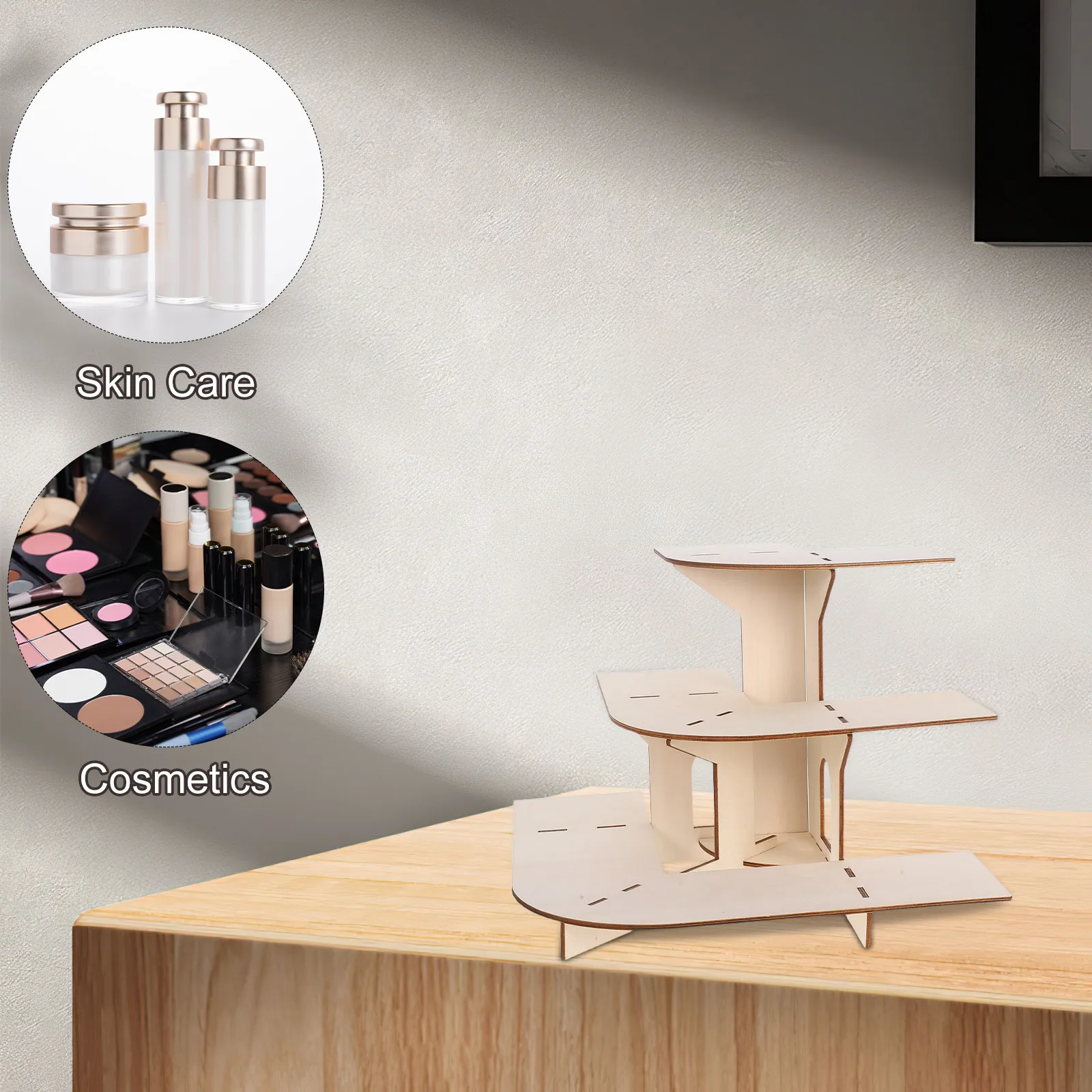 Wooden Retail Display Rack 3-Tier Natural Finish Detachable Design Tabletop Organizer for Craft Shows Trade Counters Jewelry