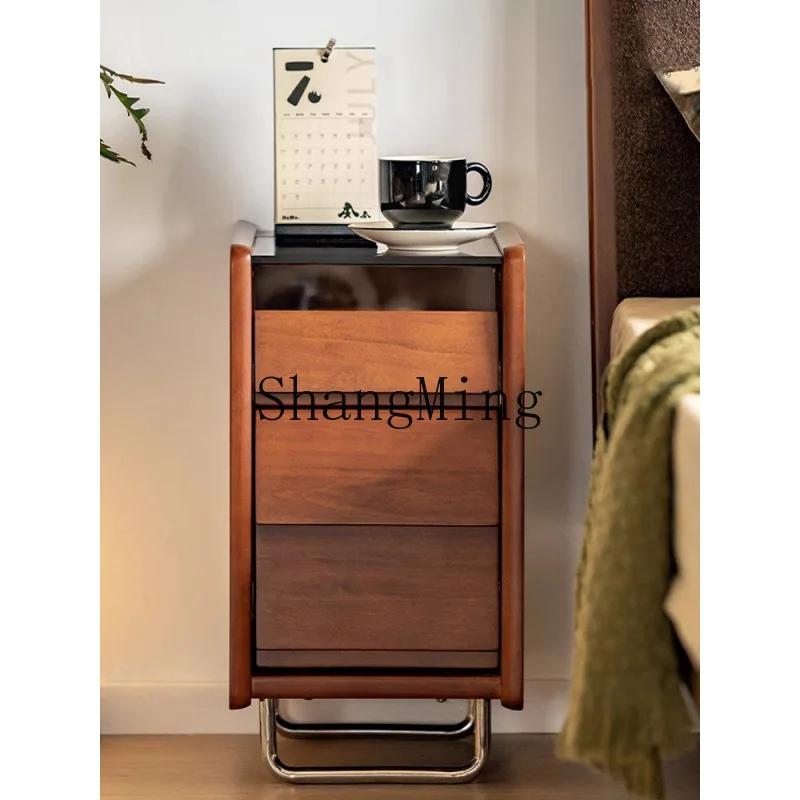 

ZYY medieval solid wood bedside table bedroom mobile home storage bedside table narrow side locker