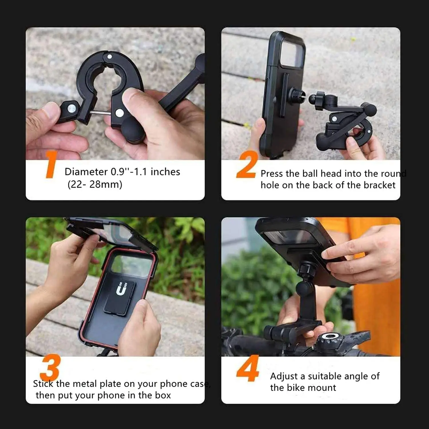 2023 Waterproof Motorcycle Bike Mobile Phone Holder Support Universal Bicycle 360° Swivel Adjustable Motorcycle Cellphone Holder