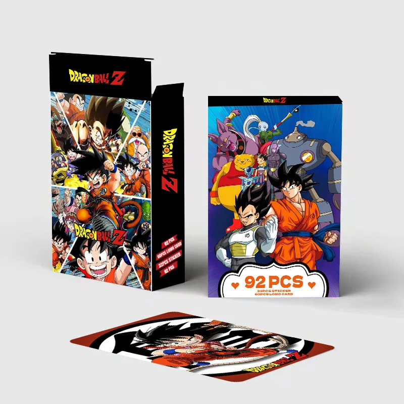 Dragon Ball Son Goku 60Pcs LOMO Card + 32pcs Stickers Anime Photo Cards Greeting Cards Kids Collection Gift Postcards Toy