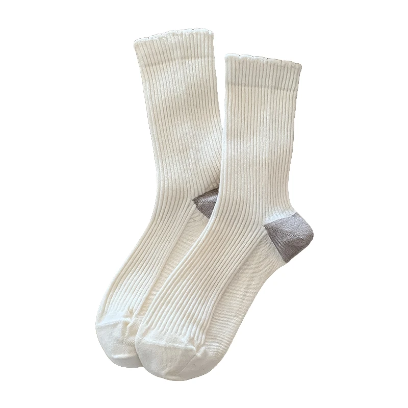 Meias retrô para mulheres, nova moda, cores mistas, casuais, longas, meninas, com babados, doce, simples, estilo coreano, meias grossas ao ar livre