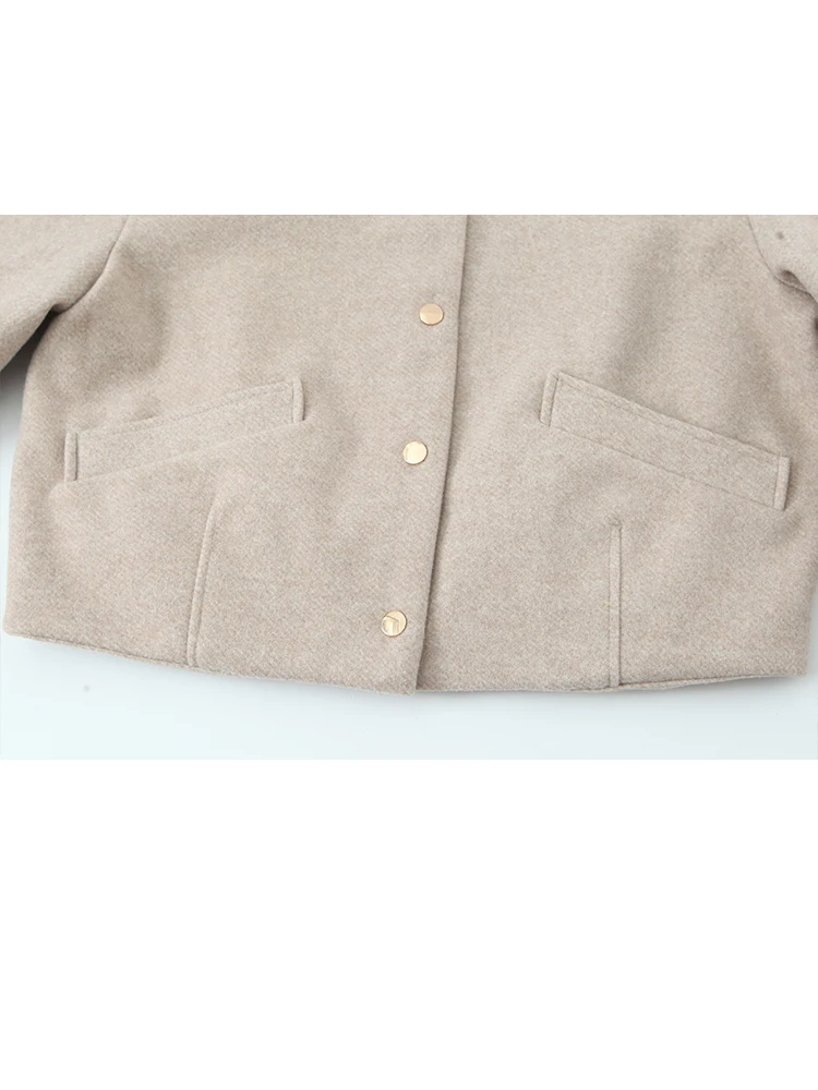 HH automne femmes Style de rue manteau femme élégant solide décontracté veste courte à manches longues poche simple boutonnage décorer veste