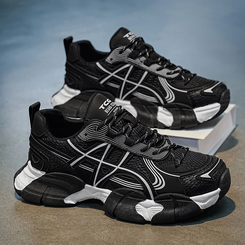 Chunky sneakers Men's breathable casual shoes four seasons new light fashion soft-sole comfort outdoor speed sports running shoe