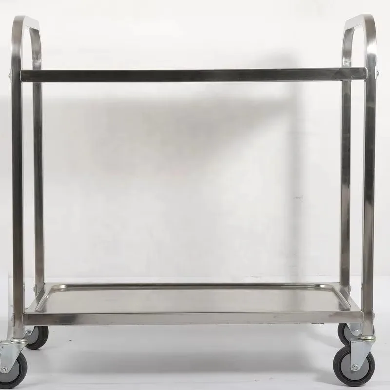 Double-layer stainless steel restaurant cart Heavy-duty rolling kitchen cart with silent casters for hotels, cafes, canteens