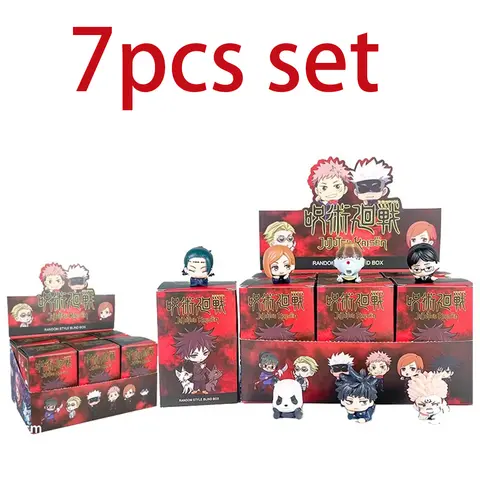7Pcs/Set Lying Style Anime Jujutsu Kaisen Mini Figure Toys  Satoru Gojo Mini Cute Gk PVC Statue Figurine Collectible Toys