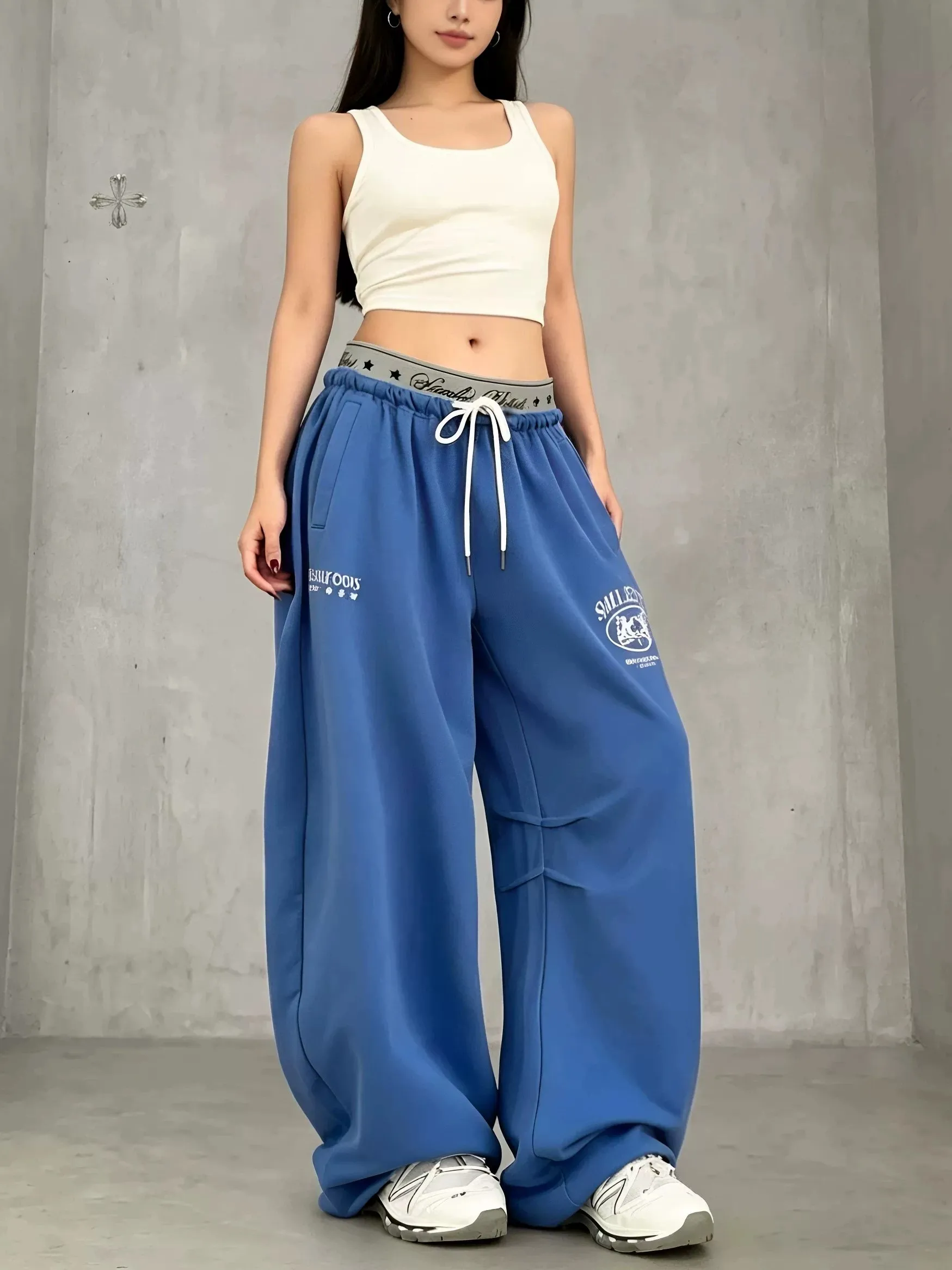 American Street Style Loose Fit Slimming High Waist Sweatpants Casual Jazz Dancing Wide Leg Pants Comfortable Breathable