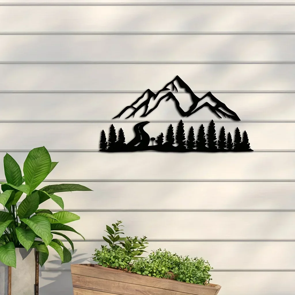 

Metal Mountain and Forest Wall Hanging Art, Hill and Trees Metal Wall Decor, Nature Forest Decoration Decor Metal Wall Hanging