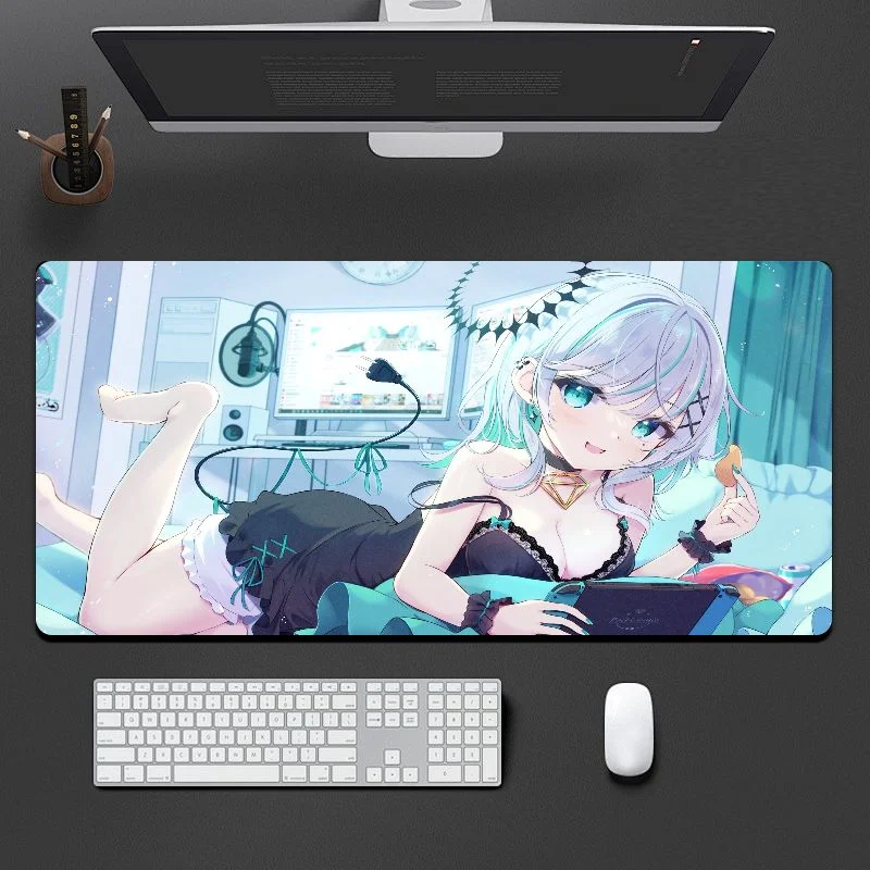 

VIKAMA Silver Haired Demon Cute Anime Gaming Mouse Pad Anti-slip Rubber Keyboard Pad Desktop Decor for PC Gamers