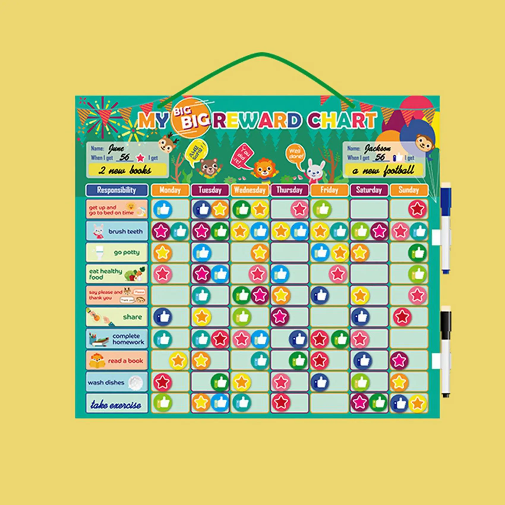 ODIES-Kids Magnetic First Calendar เวลา เดือน วันที่ วัน ฤดูกาล สภาพอากาศ การเรียนรู้แผนภูมิ Board & Self-Disciplined Reward Chart