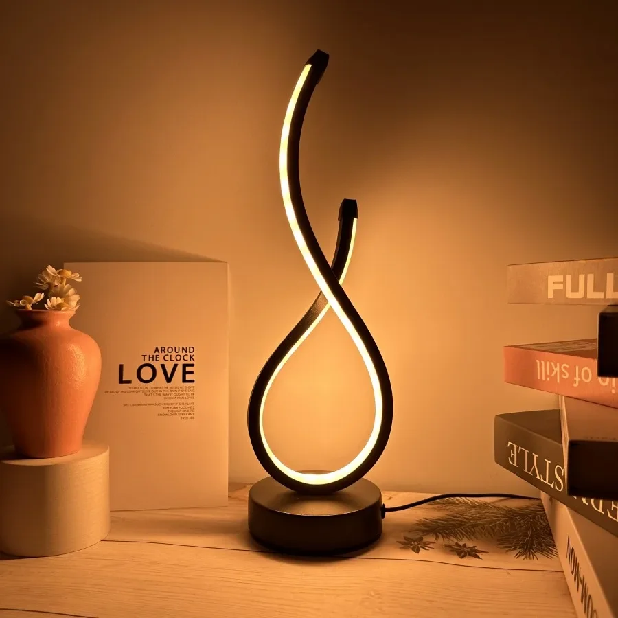 

Creative Spiral LED Night Light Dimmable 3 Colors Table Night Lamp for Living Room Office Desk Bedroom Bedside Decor USB Plug in