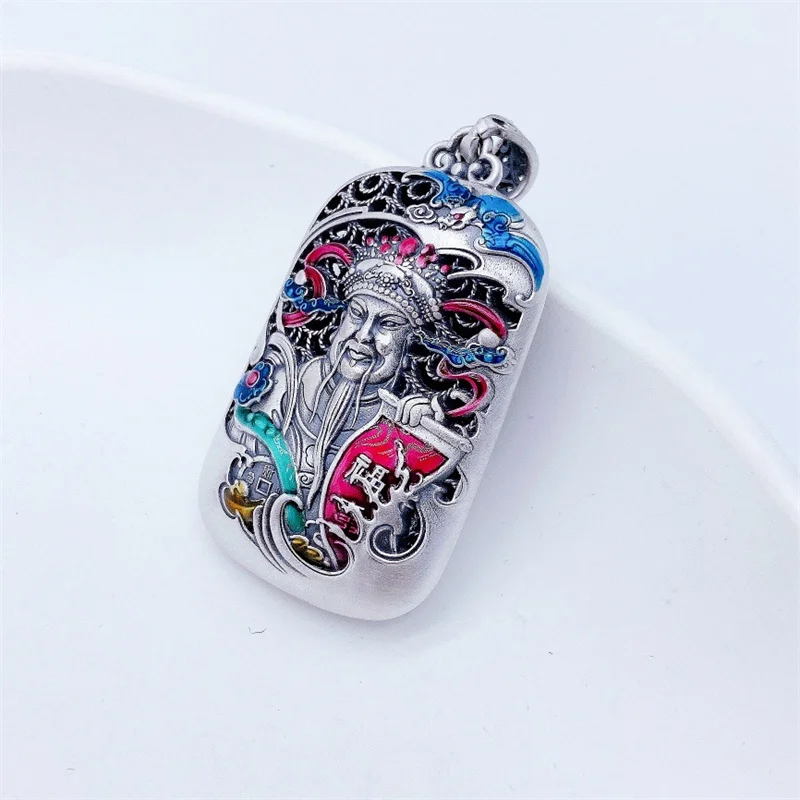 

Vintage Colored Enamel Wealth God Pendant For Men Jewelry Blessing Money Rolling In Lucky Necklace Male Choker Accessories