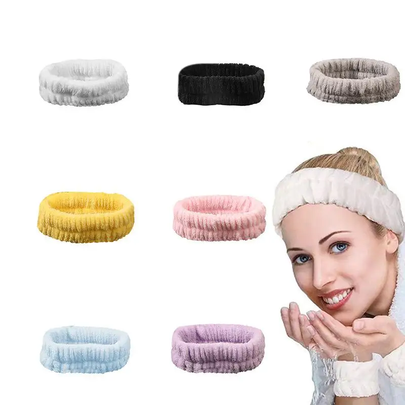 

【IIOO】Women Wash Face Make Up Hair Holder Headbands Soft Coral Fleece Hair Hoop Elastic Hair Bands Girls Hair Accessories