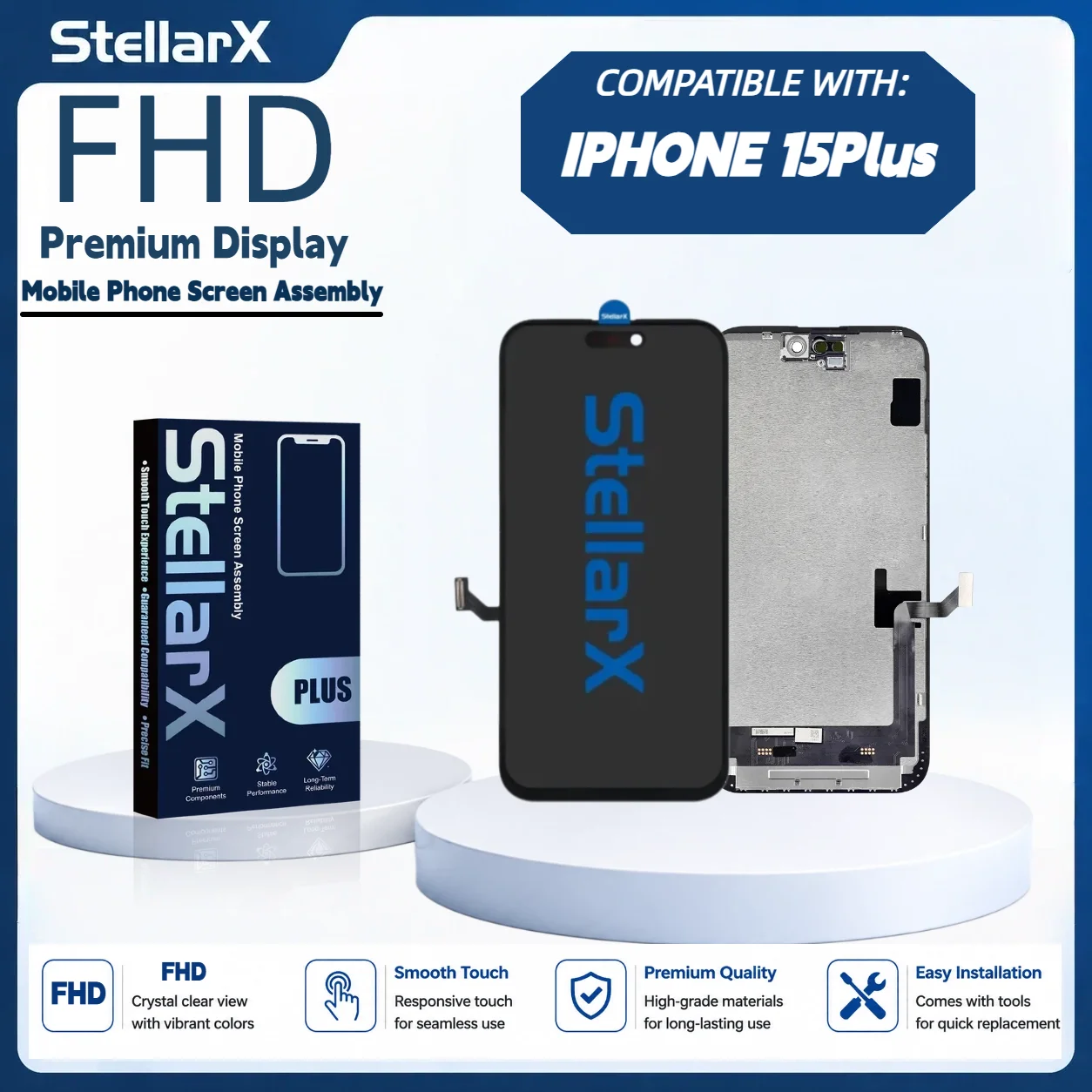 StellarX Display For iPhone FHD High Color Gamut For iPhone15Plus Screen Replacement Assembly Repair Parts FullHD Display Module