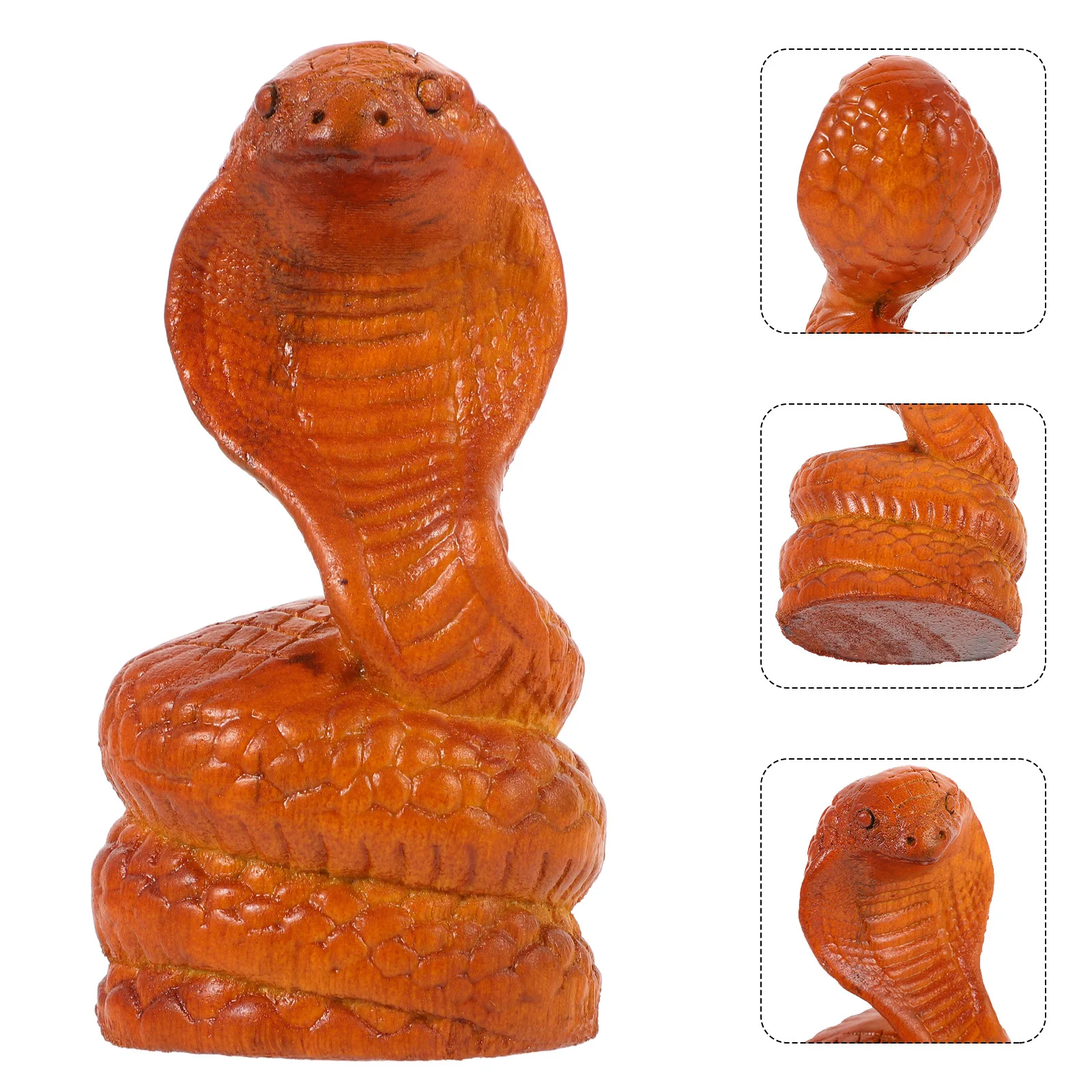 

Wood Carved Snake Statue Small Realistic Snake Shape Desktop Garden Decoration Prank Prop for Halloween Thanksgiving Christmas