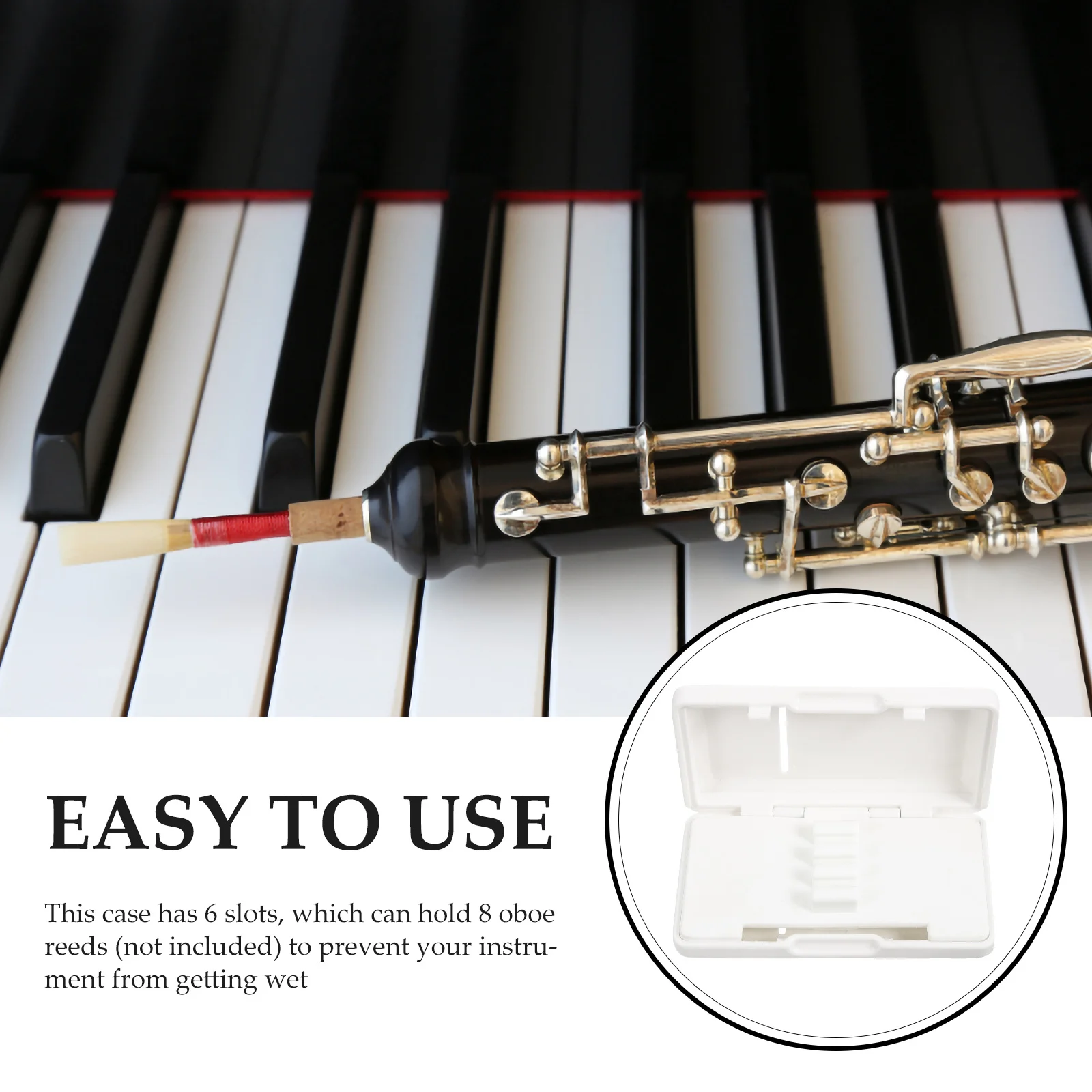 Recipiente de palheta para oboé, 6 espaços, evita o peso, tamanho pequeno, leve, para viagem, estojo de palheta para oboé, suporte para instrumento musical