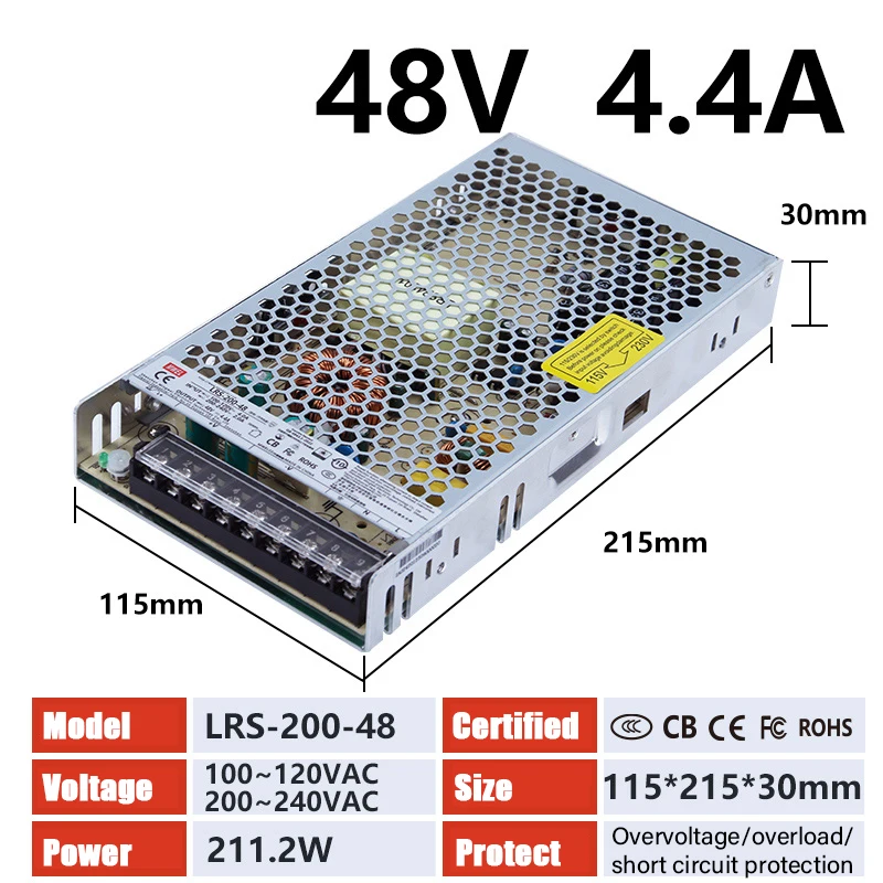 Household AC220v/110v to 12v 24v36v 48v Dc Transformer 100w/200w/300w/400w/500w Switch Power Supply Box 48V External Transformer