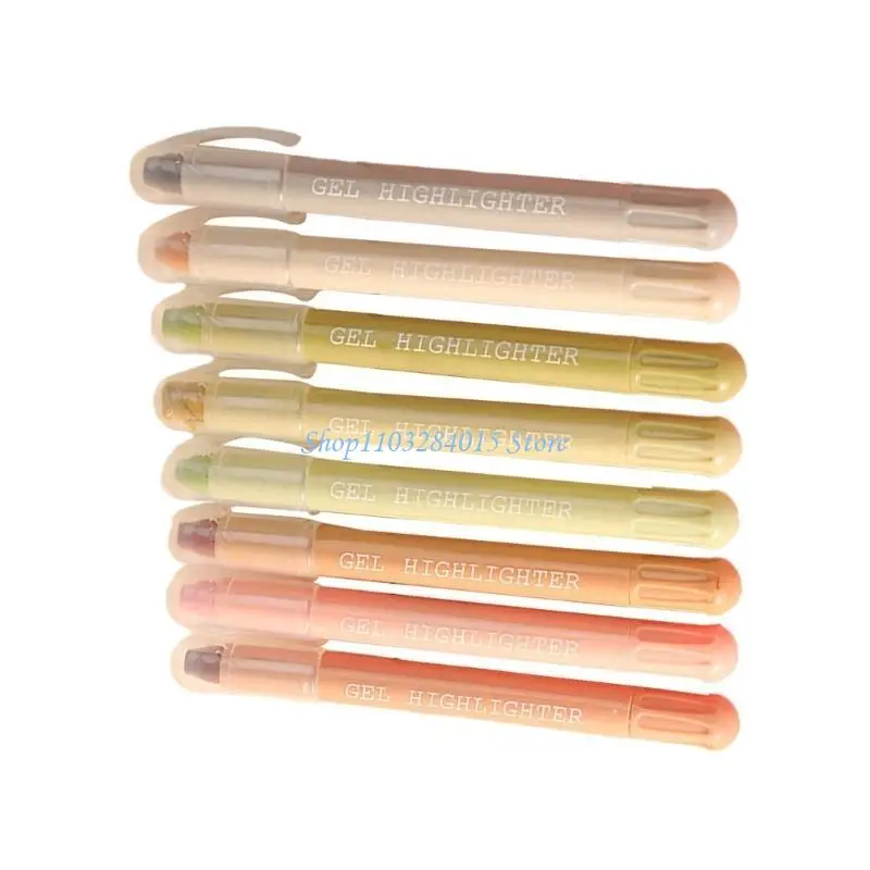 R6FF 8 Pcs Highlighters Set Aesthetic Highlighter Markers Gel Highlighter Pen Bible Marker Pen Office Fluorescent Pen