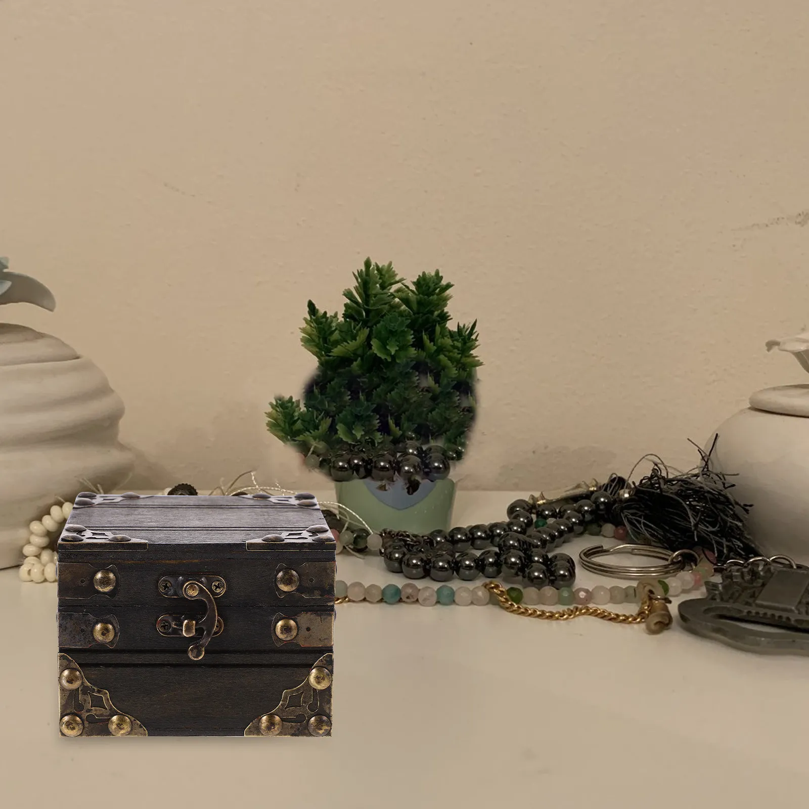 

Retro Vintage Treasure Box Wooden Jewelry Storage Chest Keepsake Organizer Home Decor Trinket Storage Case Wooden Treasure Box