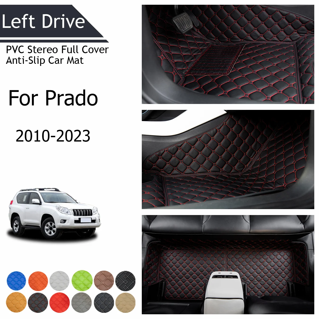 

TEGART【LHD】Fits for Toyota Prado (3doors) 2010-2023 Three Layer PVC Stereo Full Cover Anti-Slip Car Mat Car Floor Mats